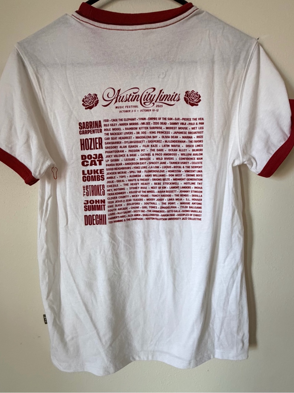 Howler Brothers White Ringer Tee with Red Script & Gold Rose - Picture 6 of 8